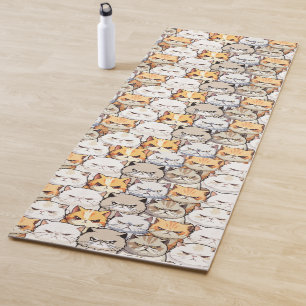 Funny Colourful Moody Cats Kitten pet Pattern Yoga Mat