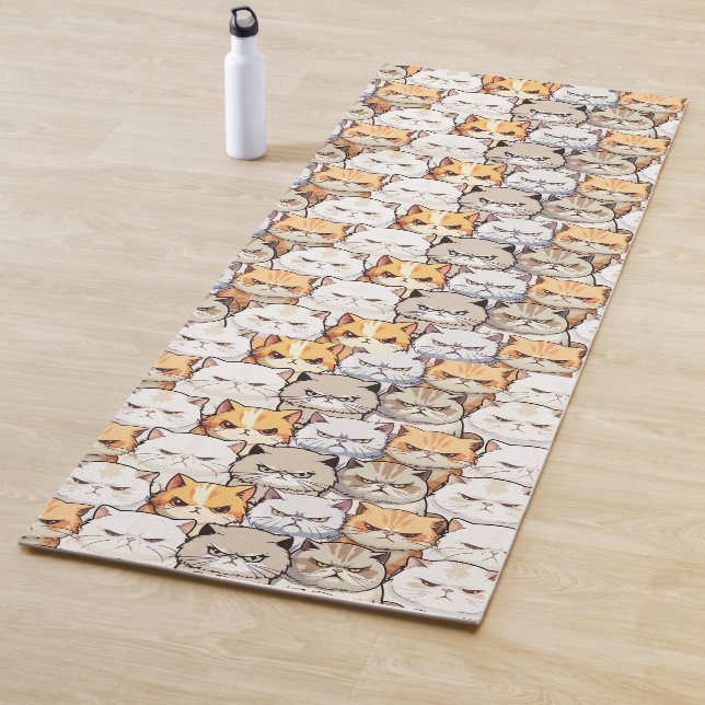 Funny Colourful Moody Cats Kitten pet Pattern Yoga Mat (In Situ)
