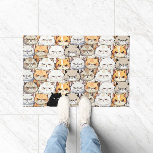 Funny Colourful Moody Meow Cats Kitten pet Pattern Doormat