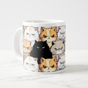 Funny Colourful Moody Meow Cats Kitten pet Pattern Large Coffee Mug