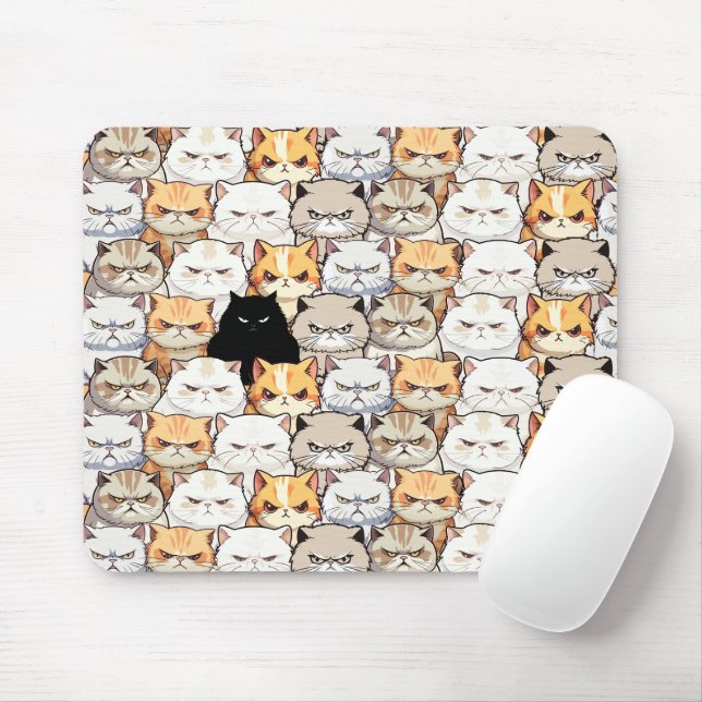 Funny Colourful Moody Meow Cats Kitten pet Pattern Mouse Mat (With Mouse)