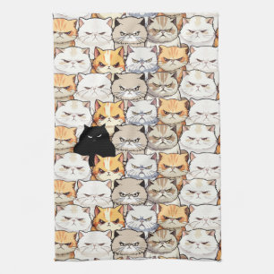 Funny Colourful Moody Meow Cats Kitten pet Pattern Tea Towel