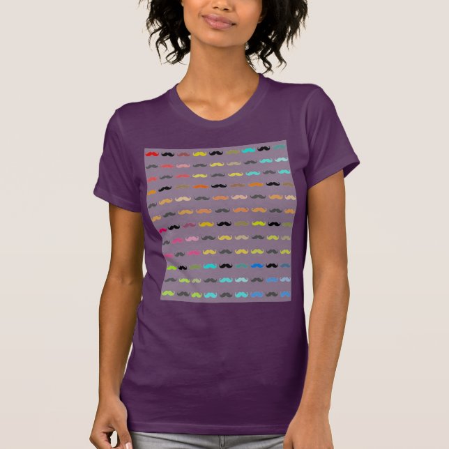 Funny Colourful Moustaches T-Shirt (Front)