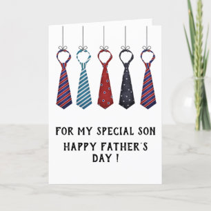 Funny Colourful Neck Tie Happy Fathers Day For Son Holiday Card