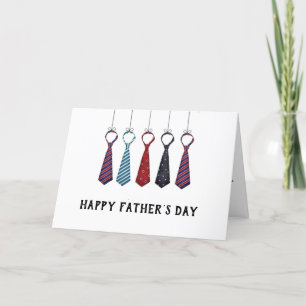 Funny Colourful Neck Tie Happy Fathers Day  Holiday Card
