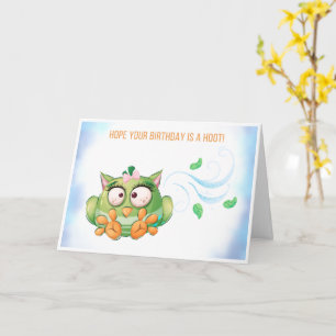 Funny Colourful Owl Birthday Card