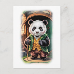 Funny, Colourful Panda Parody Movie Character on a Holiday Postcard