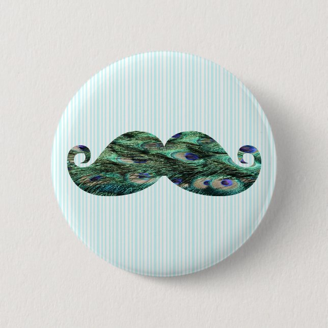 Funny  Colourful Peacock Feathers Moustache 6 Cm Round Badge (Front)