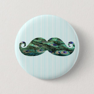Funny  Colourful Peacock Feathers Moustache 6 Cm Round Badge