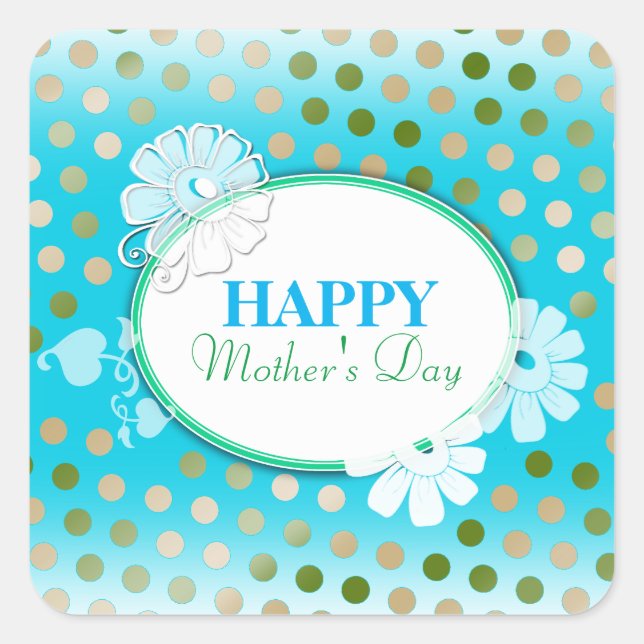 Funny Colourful Polka Dots for Mother’s Day Square Sticker (Front)