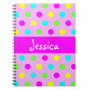 Funny Colourful Polka Dots - Girly Name Notebook