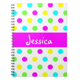 Funny Colourful Polka Dots - Girly Name Notebook