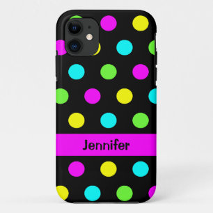 Funny Colourful Polka Dots Name iPhone 11 Case