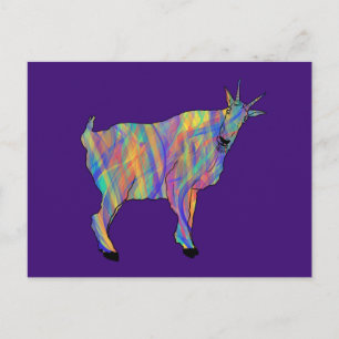 Funny Colourful Quirky Goat Funky Cute Animal Art Postcard