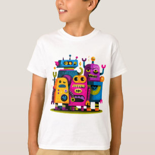 Funny Colourful Robot Crew – Kids T-Shirt