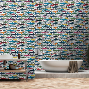 Funny Colourful Shark Abstract Wallpaper