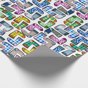 Funny colourful sock pattern wrapping paper