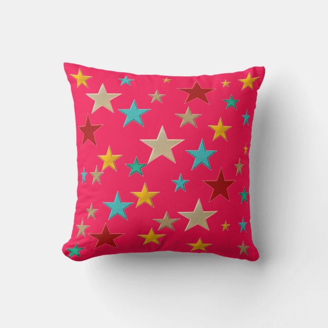 Funny, colourful stars cushion (Front)