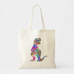 Funny Colourful T Rex Psychedelic Dinosaur Art Tote Bag