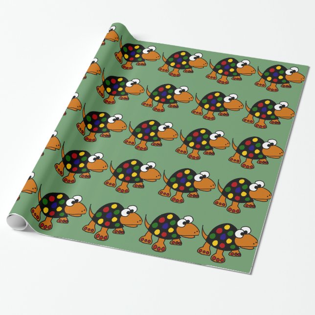 Funny Colourful Turtle Art Wrapping Paper (Unrolled)