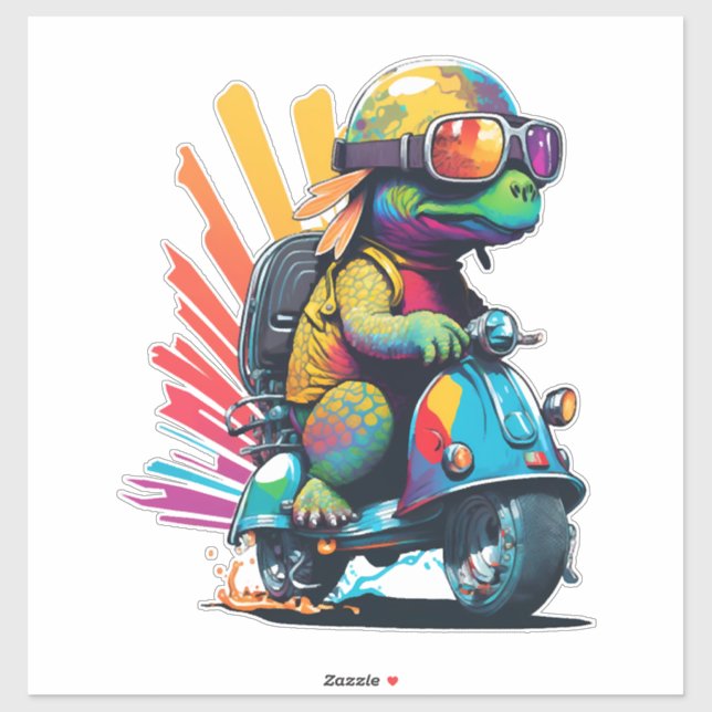 Funny Colourful Turtle On A Scooter (Sheet)
