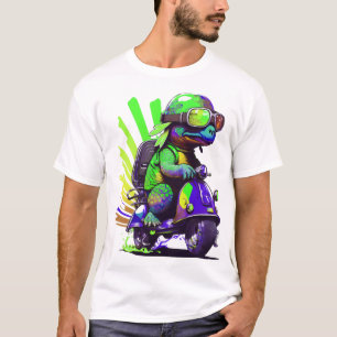 Funny Colourful Turtle On A Scooter Copy T-Shirt
