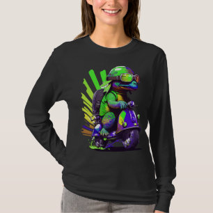 Funny Colourful Turtle On A Scooter Copy T-Shirt