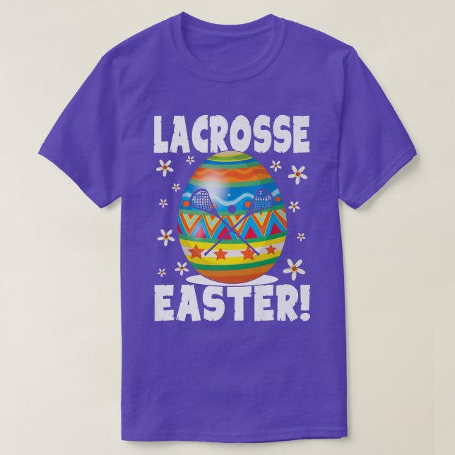 Funny Colours Egg Lacrosse Player Bunny Lover East T-Shirt (Design Front)