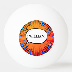 Funny comic book cool personalised name trendy ping pong ball