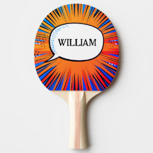 Funny comic book cool personalised name trendy  ping pong paddle
