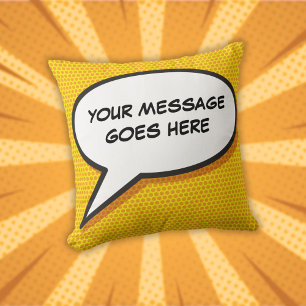 Funny Comic Book Personalised Speech Bubble Modern Cushion