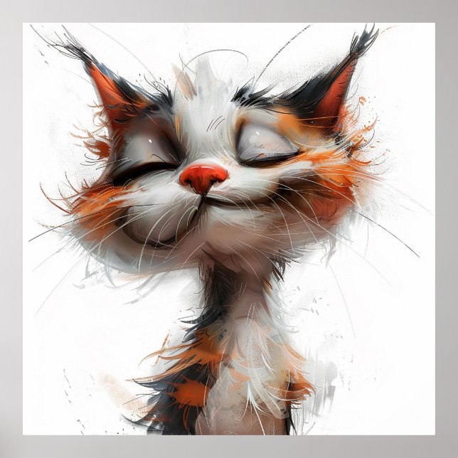 Funny Comic Caricature Cat Poster (Front)