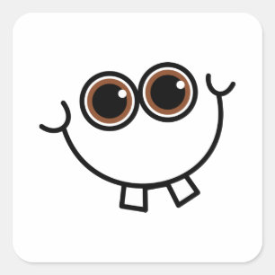 Funny Comic Cartoon Expressive Happy Toothy Face Square Sticker