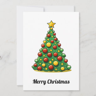 Funny Comic Cool Minimalist Modern Christmas Tree Holiday Card
