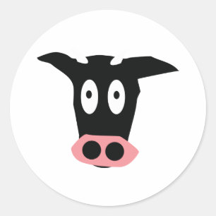 funny comic cow head classic round sticker