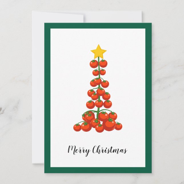 Funny Comic Minimalist Modern Vegan Christmas Tree Holiday Card (Front)