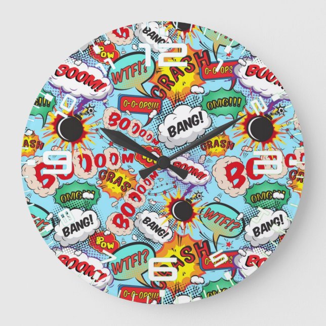Funny Comic Pattern Large Clock (Front)