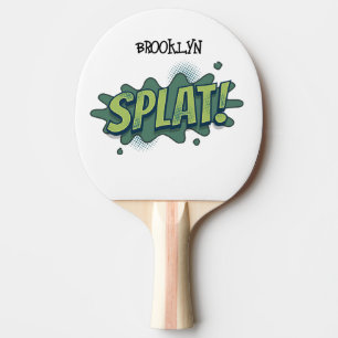 Funny comic pop art splat typography  ping pong paddle