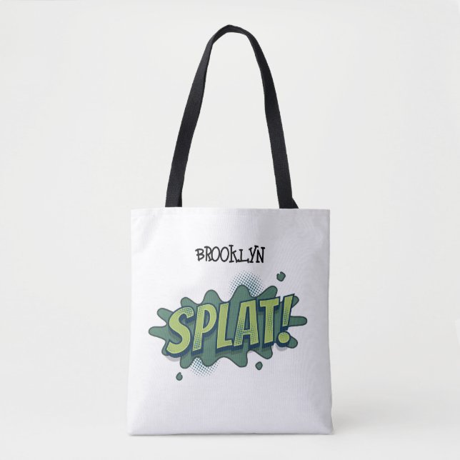 Funny comic pop art splat typography  tote bag (Front)