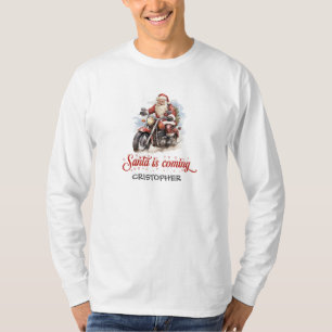 Funny comic Santa Claus on a motorcycle T-Shirt