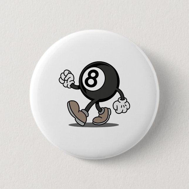 Funny Comic Snooker Billiard Player 8-ll  6 Cm Round Badge (Front)