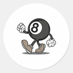 Funny Comic Snooker Billiard Player 8-ll Classic Round Sticker