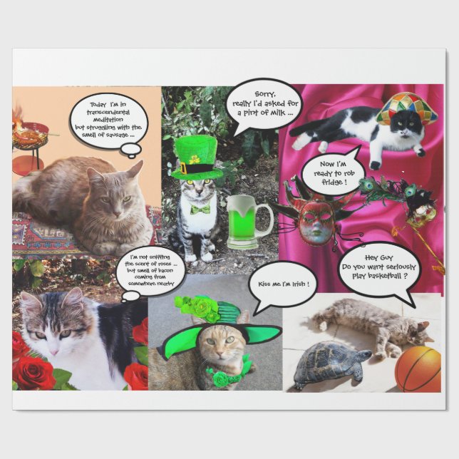 FUNNY COMIC STRIPS FROM WEIRD TALKING CATS WRAPPING PAPER (Flat)