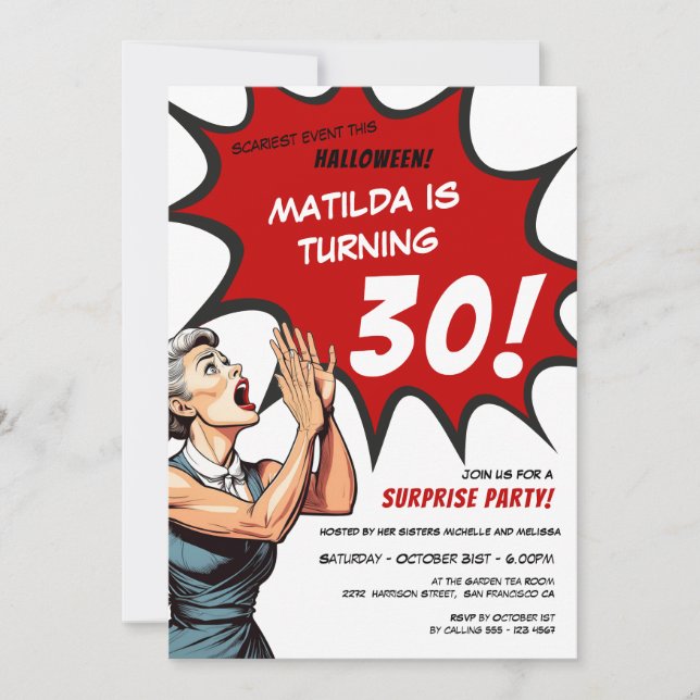 Funny Comic Surprise 30th Birthday Invitation (Front)