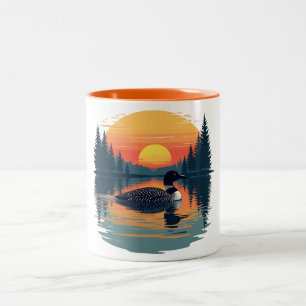 Funny Common Loon – Minnesota Bird Watcher Two-Tone Coffee Mug