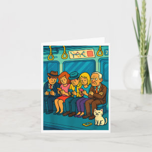 Funny Commuter Train Digital Detox Tech Satire Gif Card