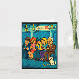 Funny Commuter Train Digital Detox Tech Satire Gif Card