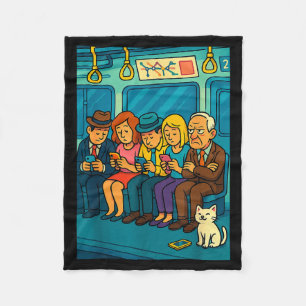 Funny Commuter Train Digital Detox Tech Satire Gif Fleece Blanket