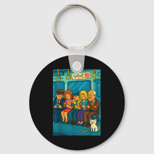 Funny Commuter Train Digital Detox Tech Satire Gif Key Ring