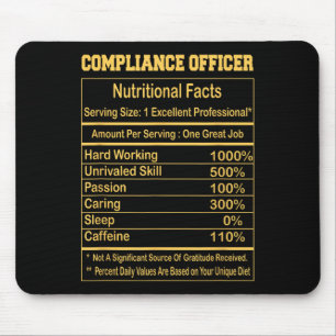 Funny Compliance Officer Nutritional Facts Motivat Mouse Mat